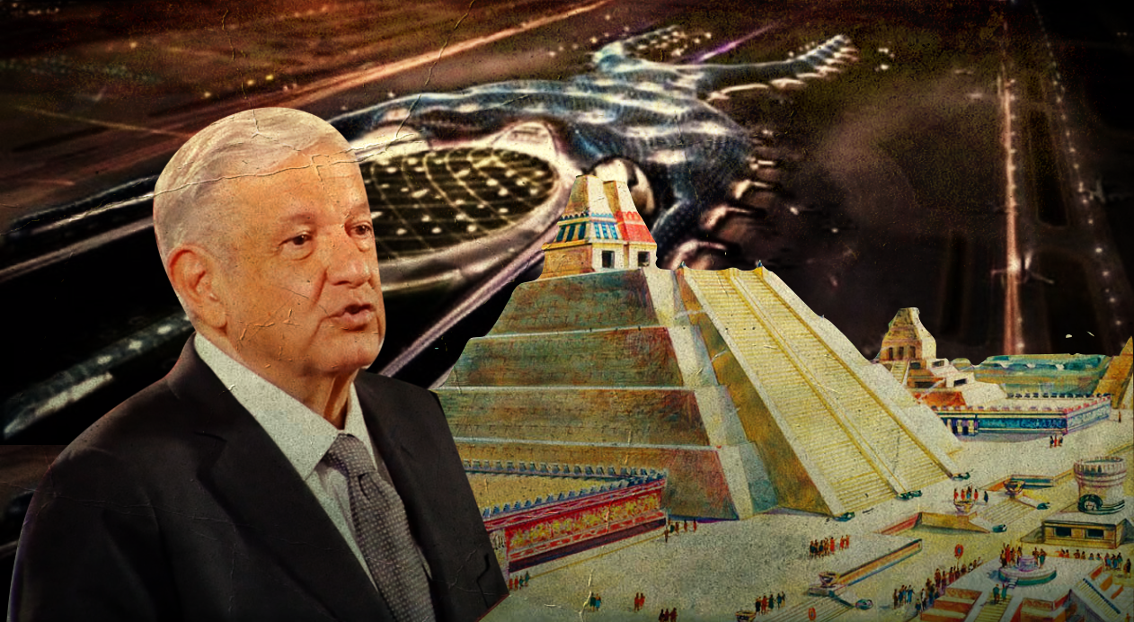 El “Huey Tlatoani” Andrés Manuel López Obrador propone regresarle a México el esplendor robado por españoles, conservadores, porfiristas y neoliberales, creando la Nueva Tenochtitlán… en Texcoco.