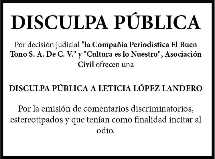 Tras denuncias de acoso hacia la edil de Cordoba, Veracruz, Leticia López Landero, el medio En Buen Tono, fue obligado a disculparse públicamente.