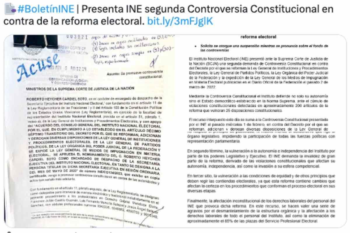 INE Presenta Segunda Controversia Constitucional Al Plan B